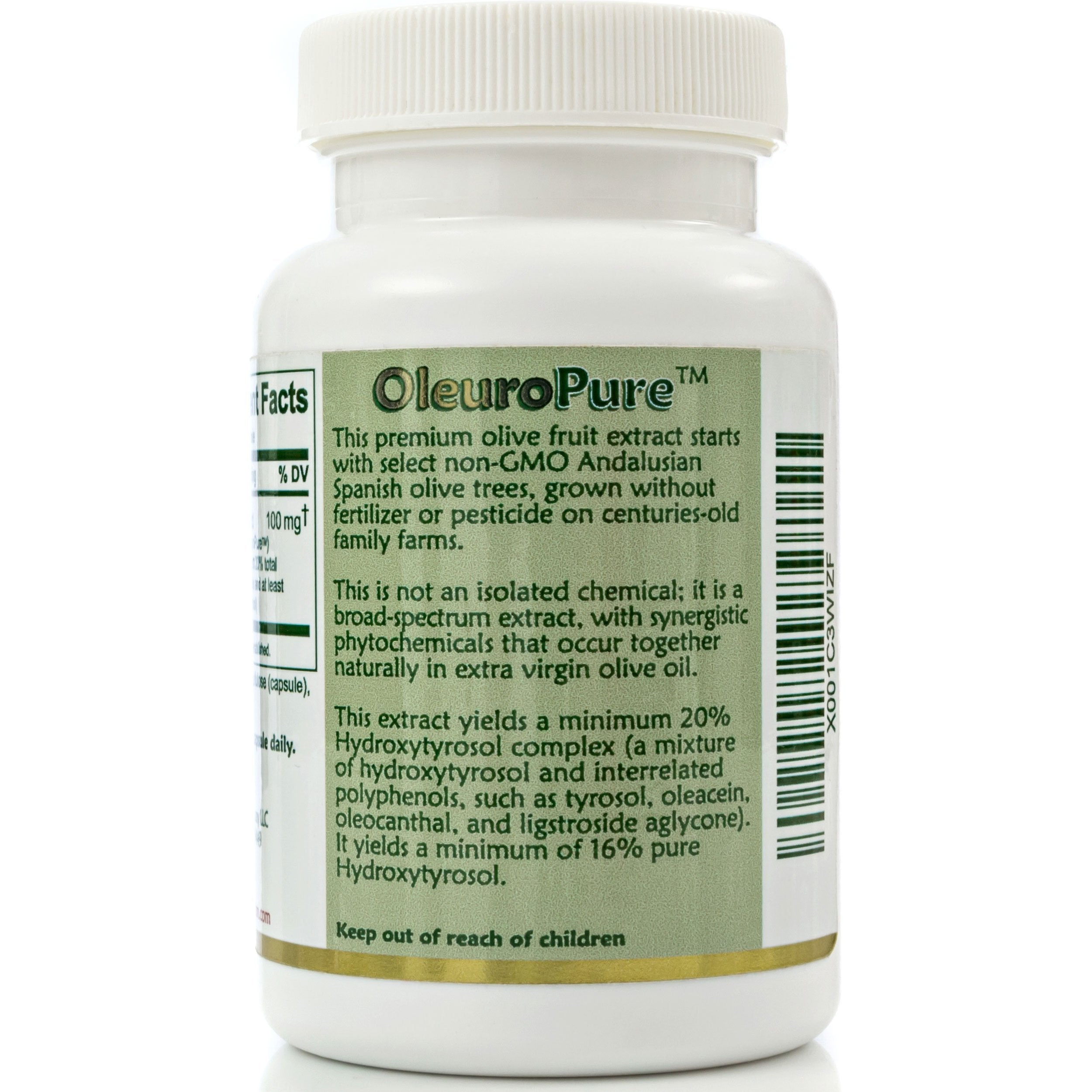 Island Nutrition etiqueta con ingredientes y niveles estandarizados de hidroxitirsol