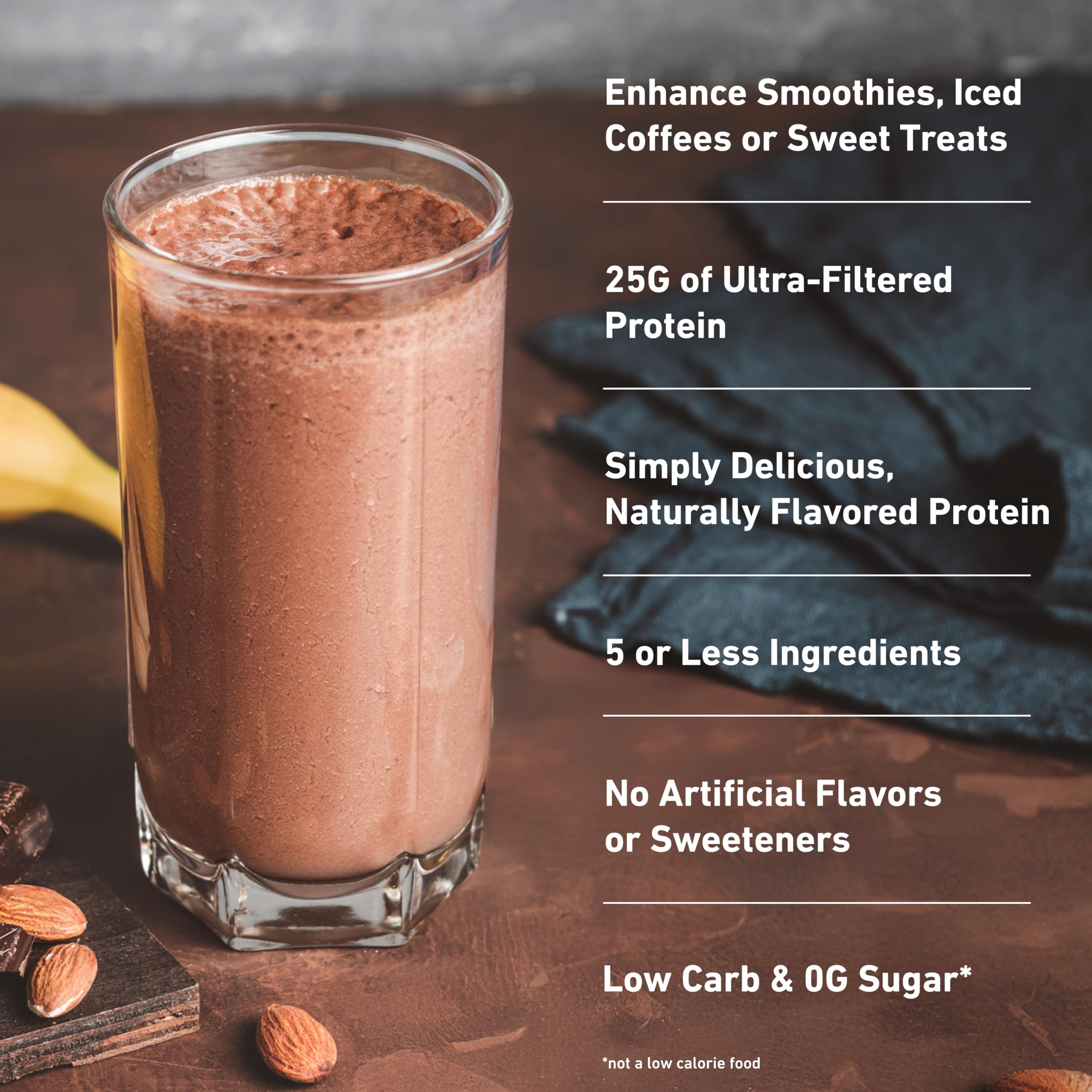 Vaso con batido Isopure chocolate oscuro listo para consumir y reponer proteína