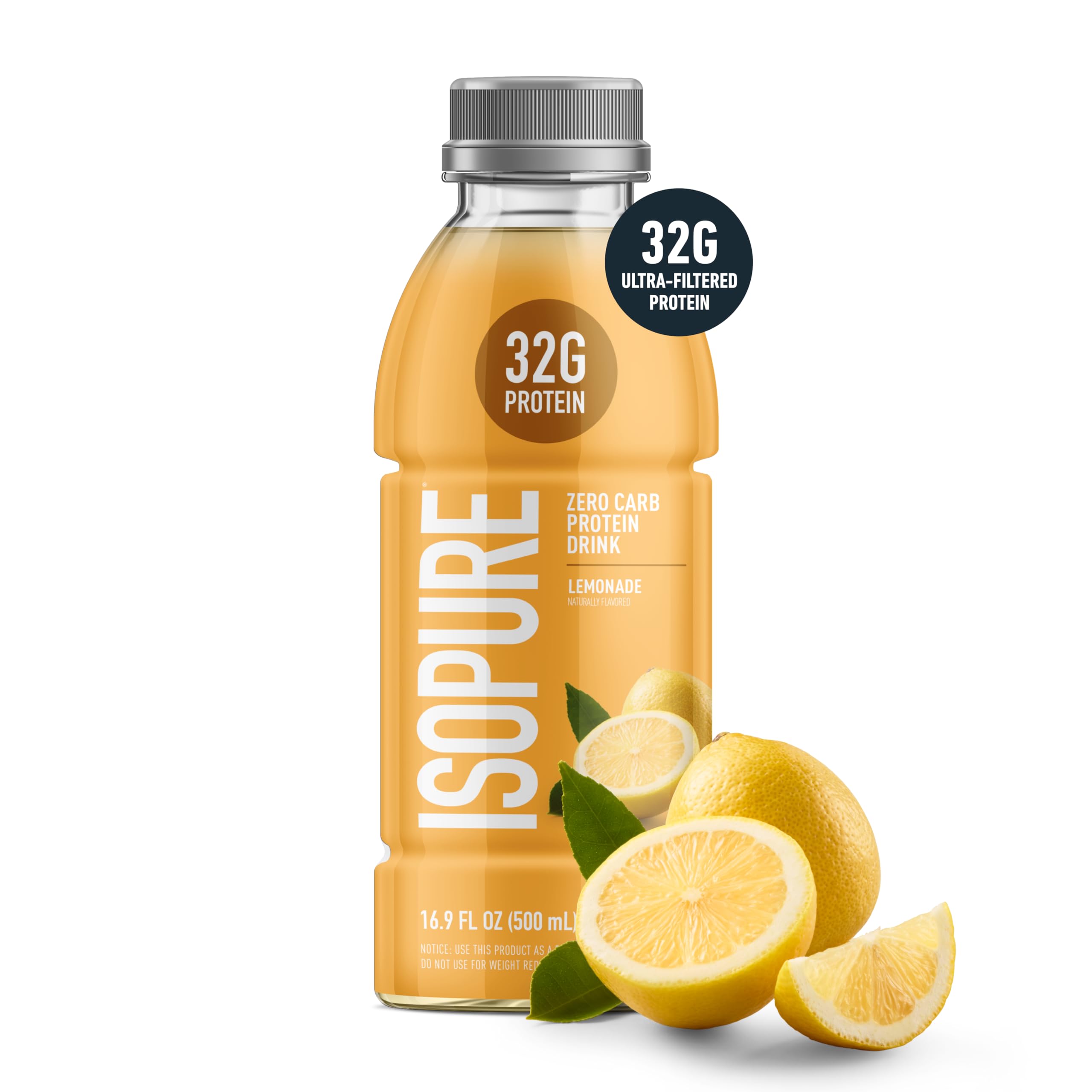 Isopure botella en mano lista para beber y conveniente para el usuario