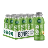 Isopure botella frente Apple Melon mostrando etiqueta y beneficio proteína clara