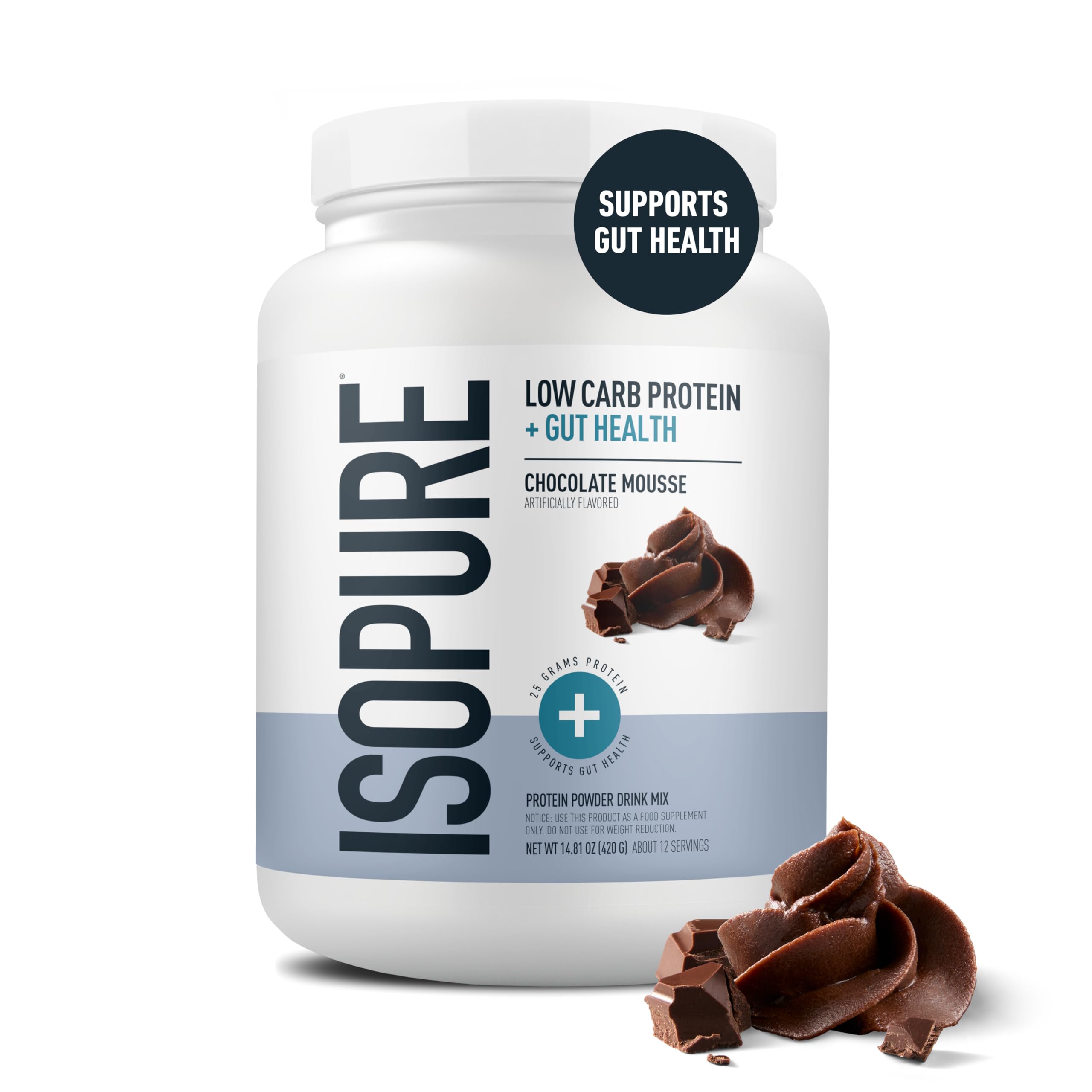Isopure polvo en cuchara textura fina que facilita mezcla rápida