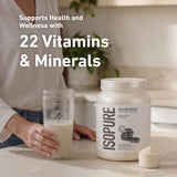 Isopure etiqueta de ingredientes muestra 20 vitaminas y minerales añadidos