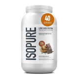 Isopure envase frontal Chocolate Peanut Butter mostrando etiqueta y beneficio proteico
