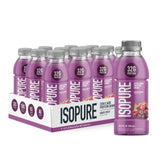 Isopure botella frontal Grape Frost mostrando diseño y beneficio refrescante