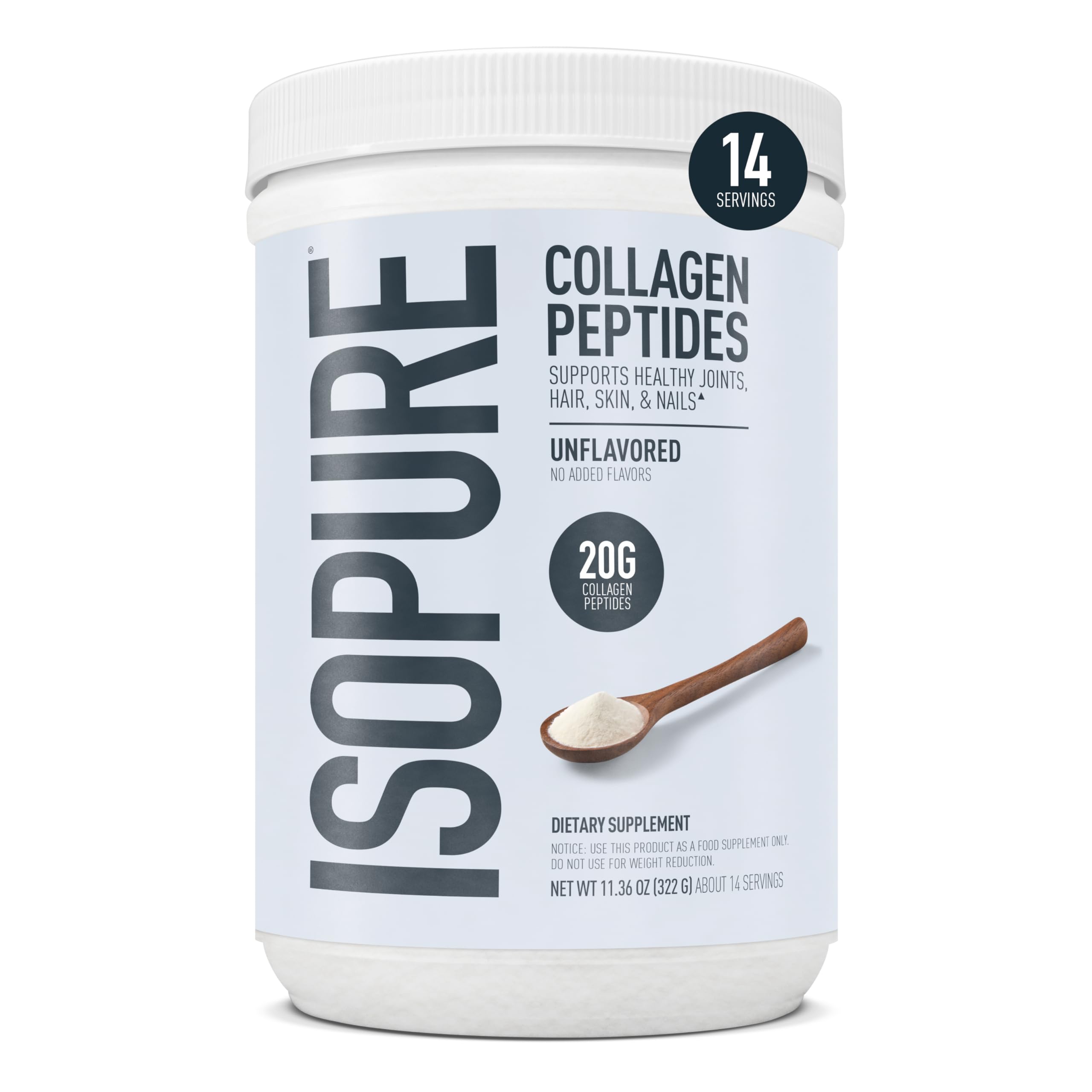 Isopure envase frontal mostrando marca y formato, aporta confianza en calidad