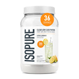 Isopure envase frontal Citrus Lemonade mostrando diseño y claridad de producto