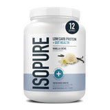 Isopure envase frontal Vainilla Crème mostrando diseño y beneficios