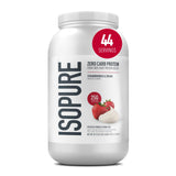 Isopure envase frontal Fresas & Crema mostrando presentación y beneficios