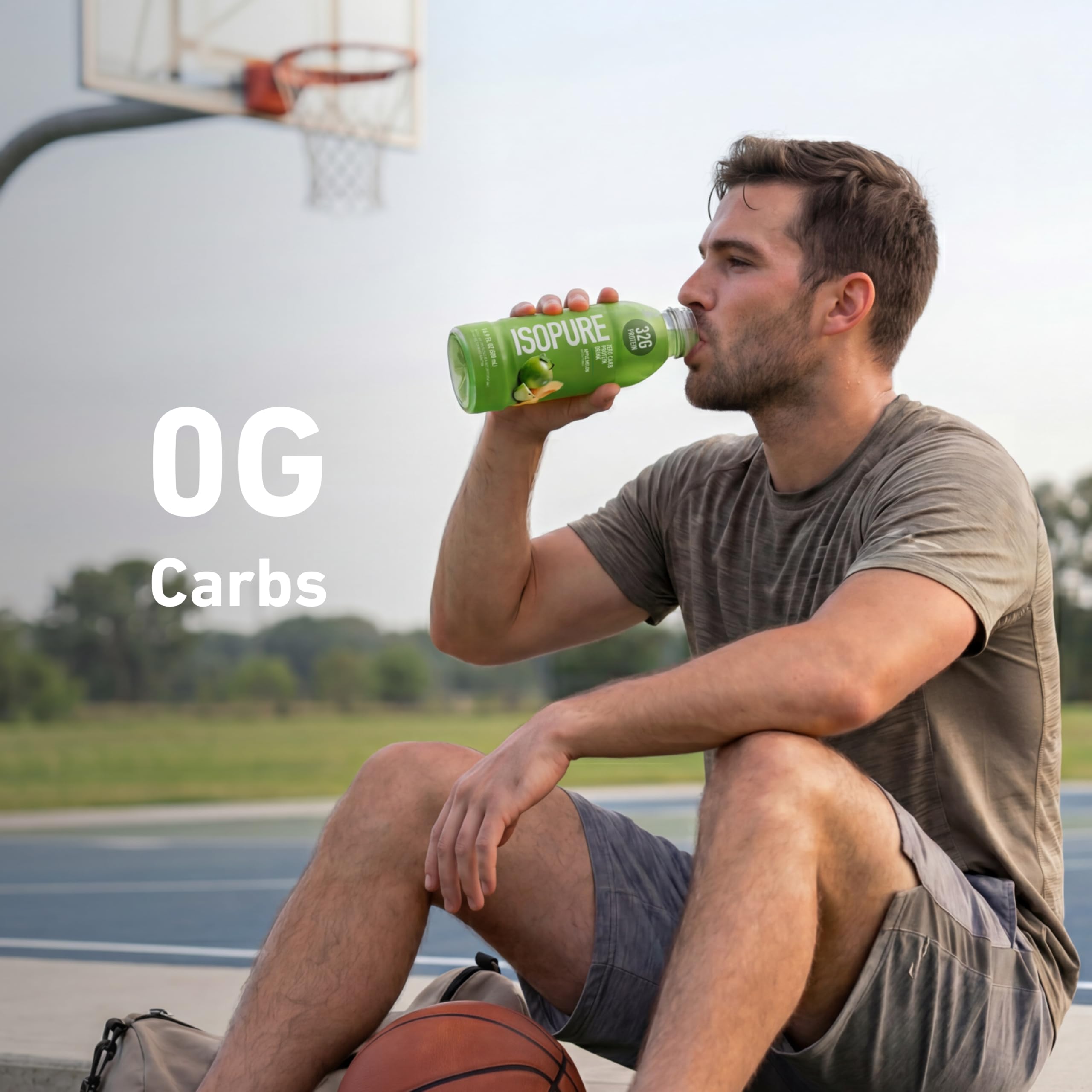Isopure mano abriendo tapa, disponible para consumo inmediato tras entreno