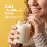 Isopure batido servido en vaso listo para beber con proteína eficaz