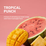 Vaso con bebida Isopure Tropical Punch listo para beber, refrescante y bajo en carbohidratos