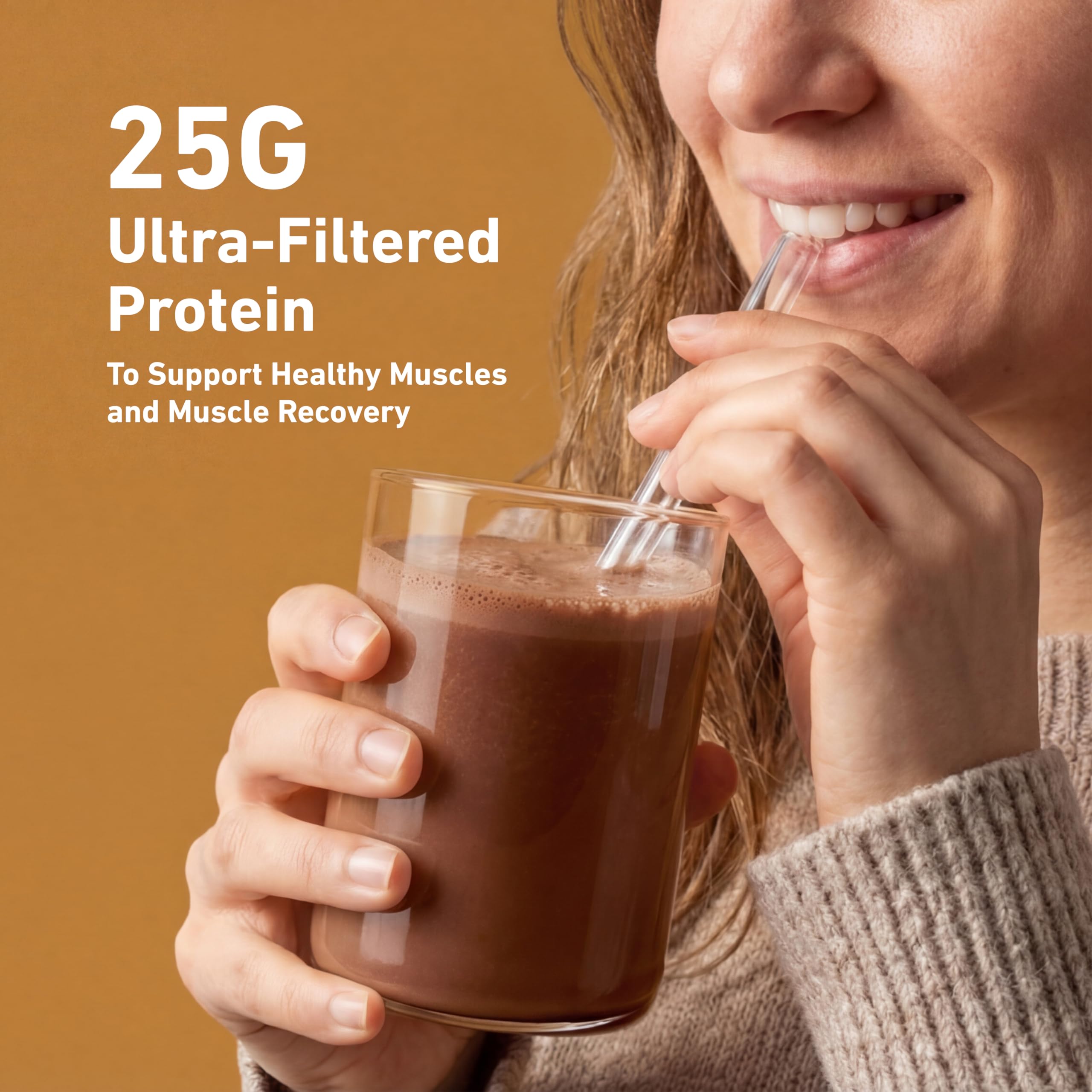 Vaso con shake Isopure Chocolate Peanut Butter listo para consumo, rápido y sabroso