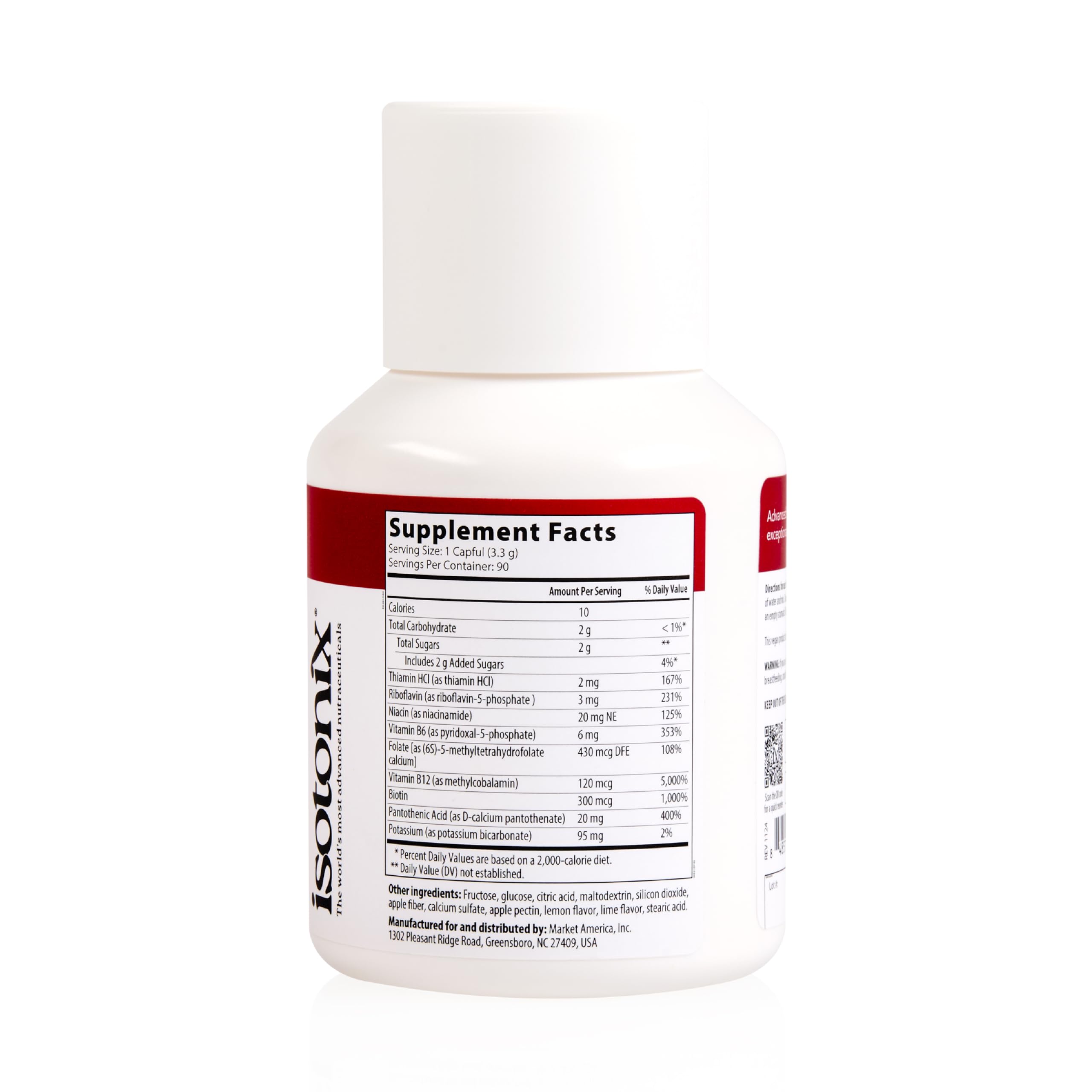 Ingredientes clave del Isotonix B Complex presentados, beneficio formulación activa