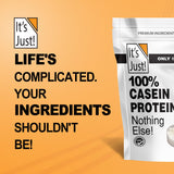 Its Just! etiqueta enfocada en ingredientes que resalta un solo ingrediente y fabricación en EE. UU.