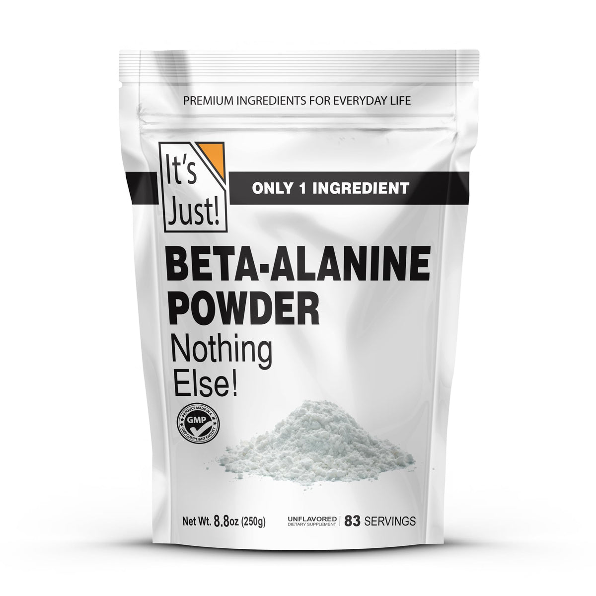 Its Just! frente del envase de beta-alanina 250 g mostrando etiqueta clara y beneficios