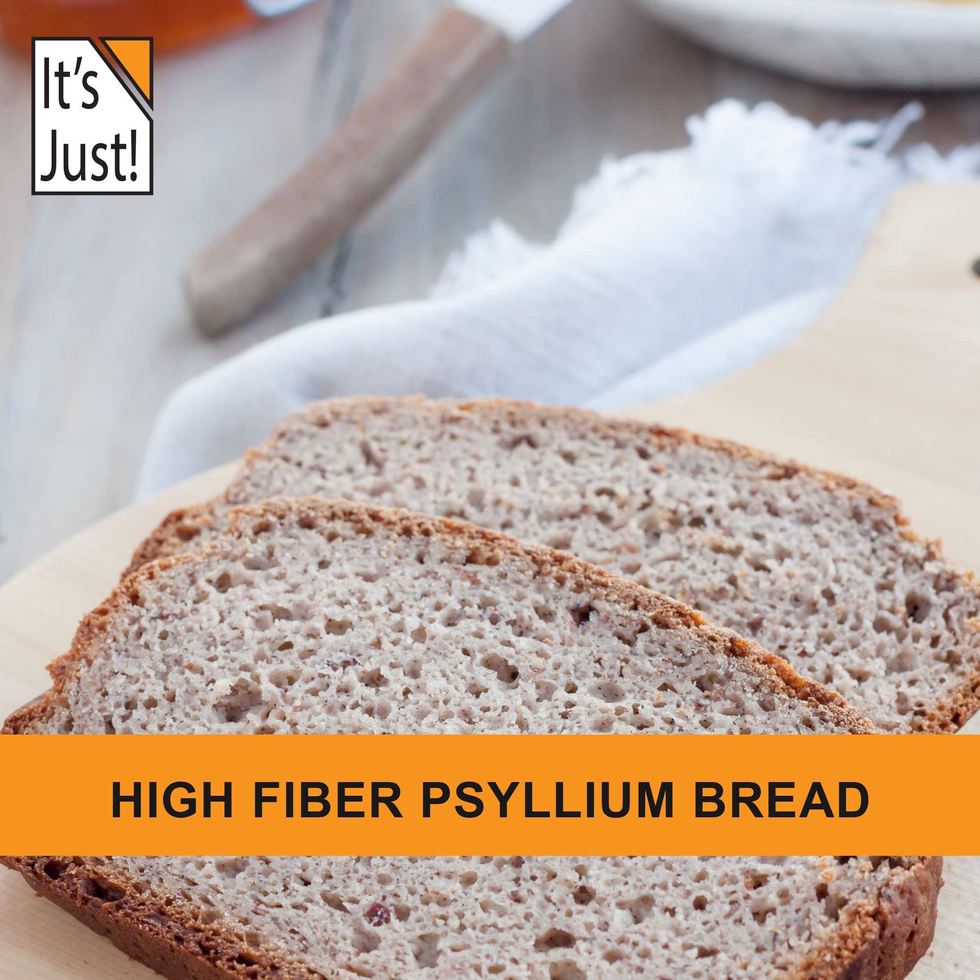 Cucharada de It's Just! psyllium mostrando porción ideal para recetas y bebidas