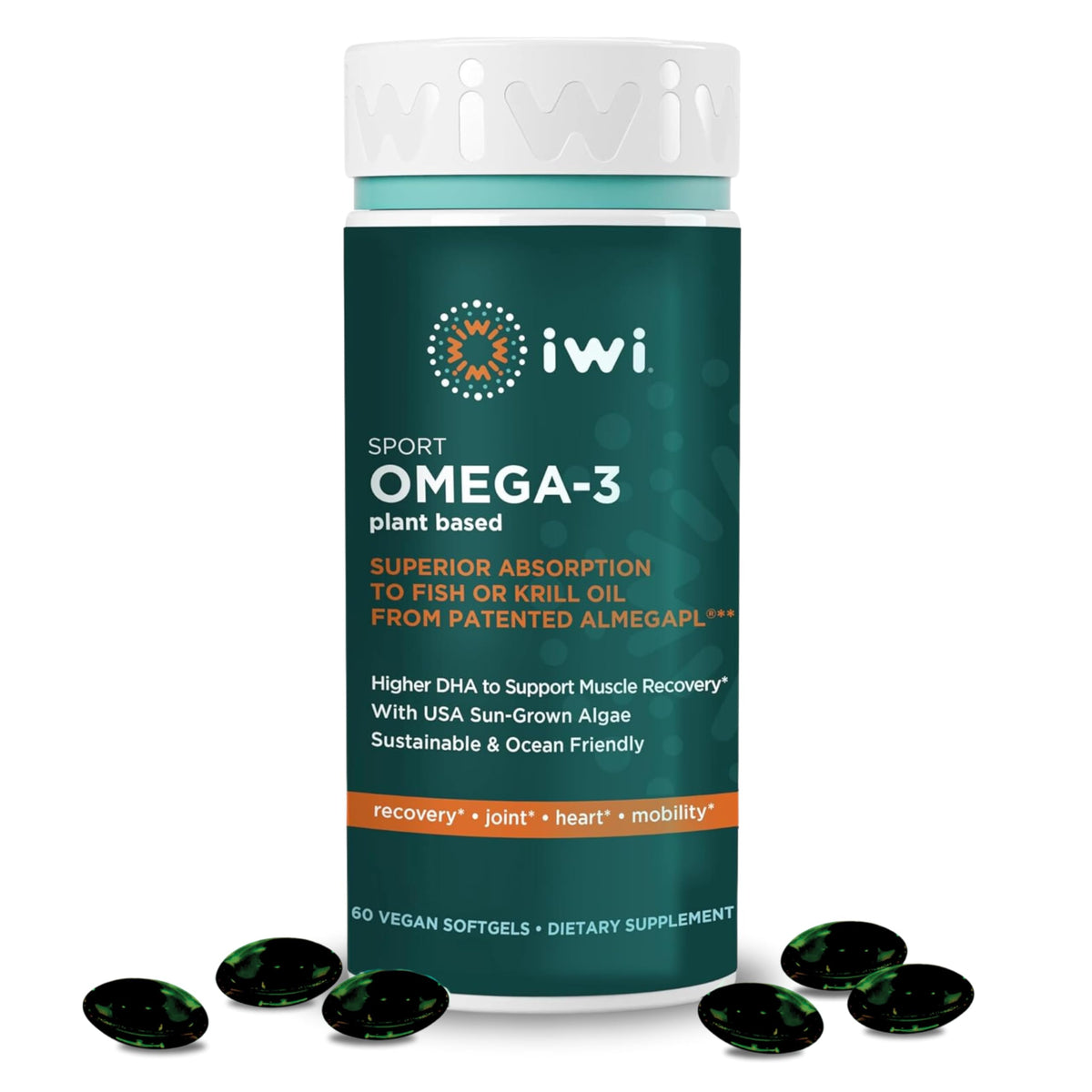 Iwi frontal del envase mostrado, presentación clara y beneficios veganos