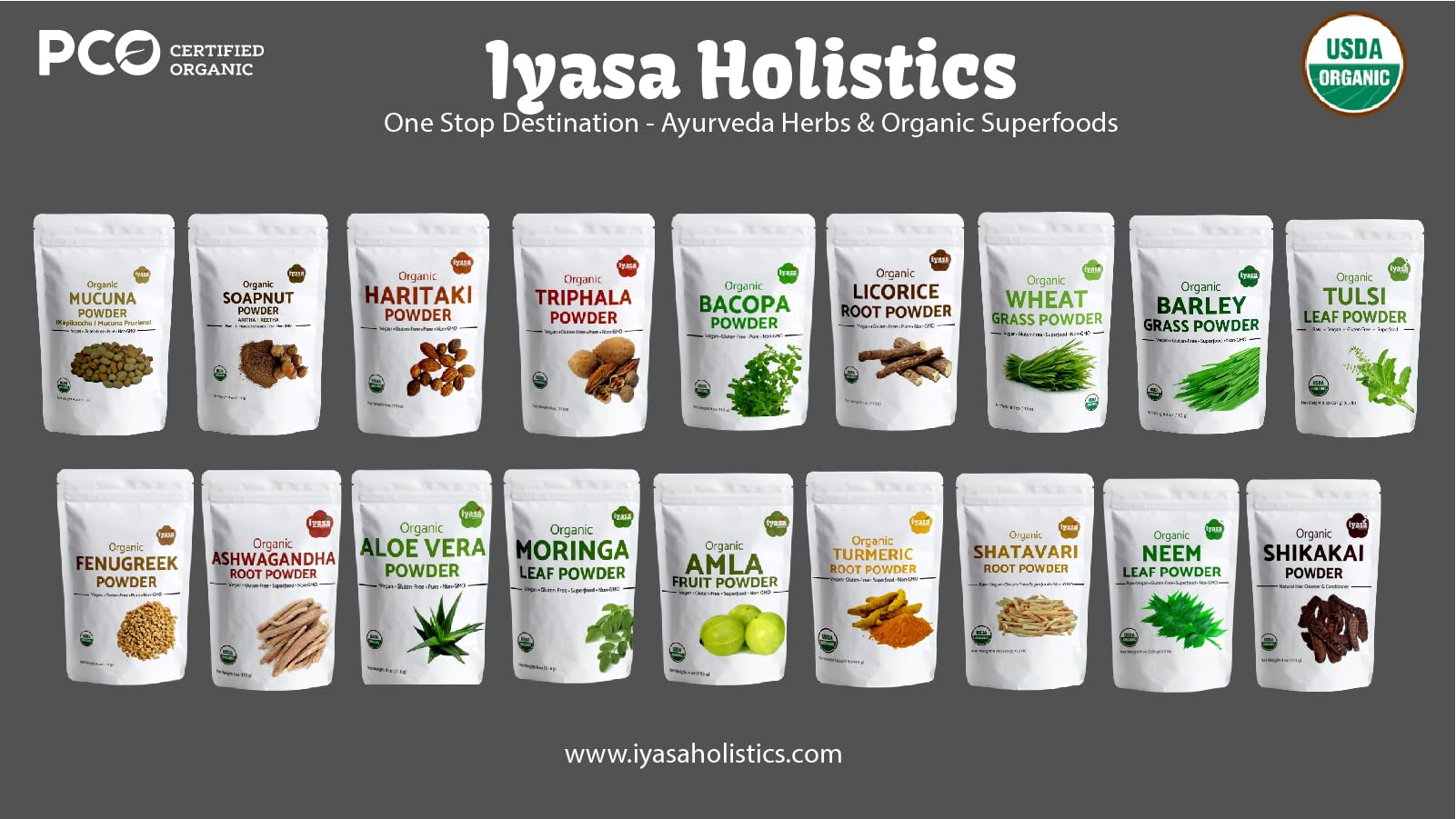 Iyasa Holistics etiqueta con certificaciones orgánicas para confianza