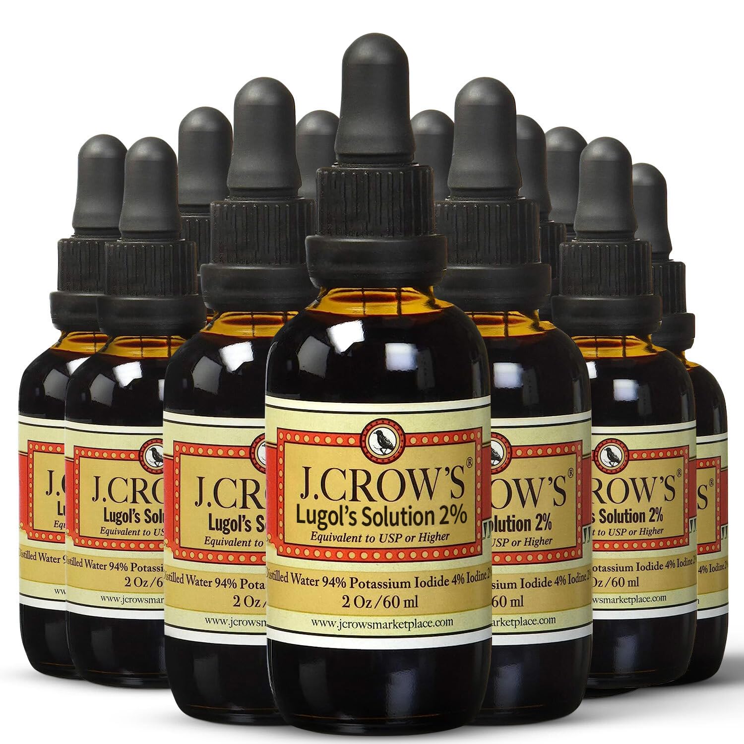J. CROW'S botella frontal mostrando etiqueta y formato de 2 oz, identificación clara