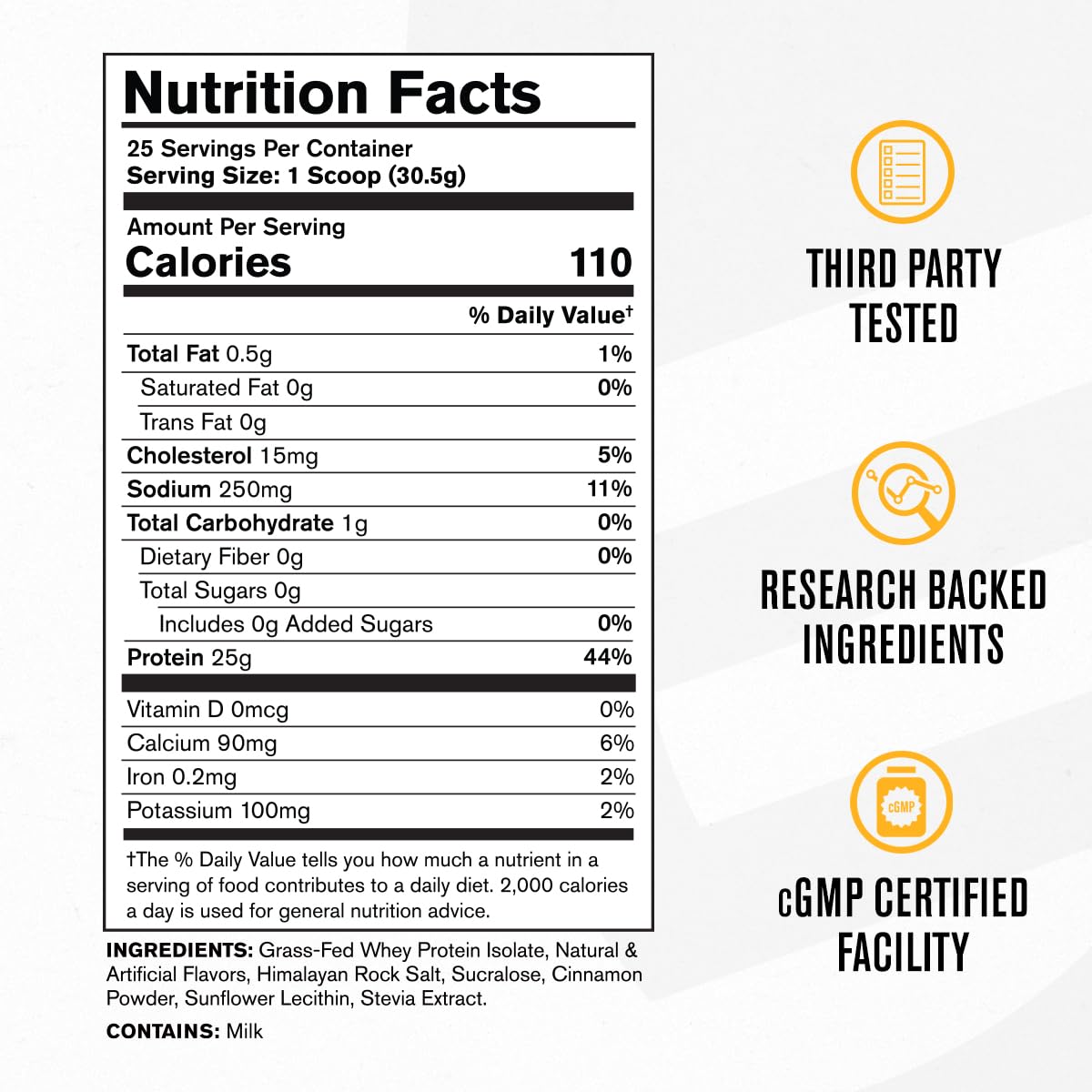 Jacked Factory etiqueta nutricional con ingredientes y pureza visible