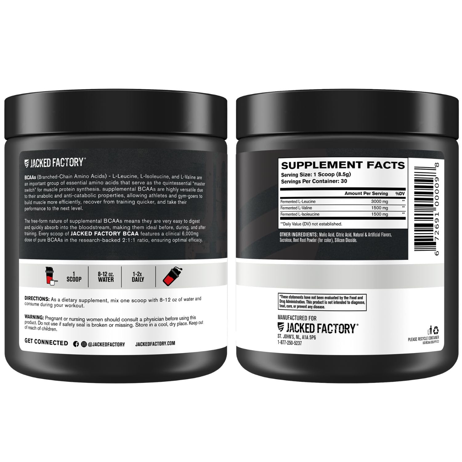 Cierre visual sabor Fruit Punch de Jacked Factory BCAA, sabor refrescante