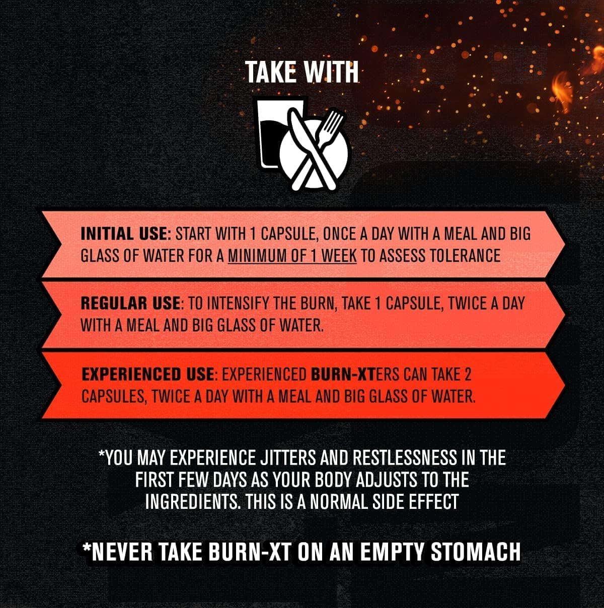 Jacked Factory Burn-XT junto a una regla para comparar tamaño de la cápsula