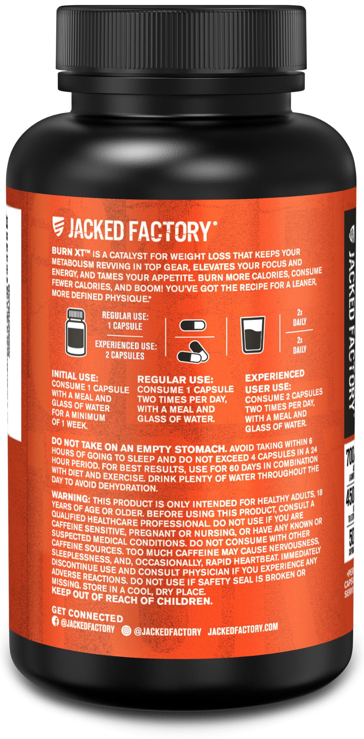 Jacked Factory Burn-XT usuario entrenando apoyado por energía y enfoque