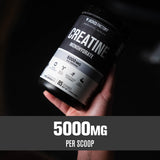 Cuchara medidora con 5 g de Jacked Factory creatina, dosis precisa y fácil de usar