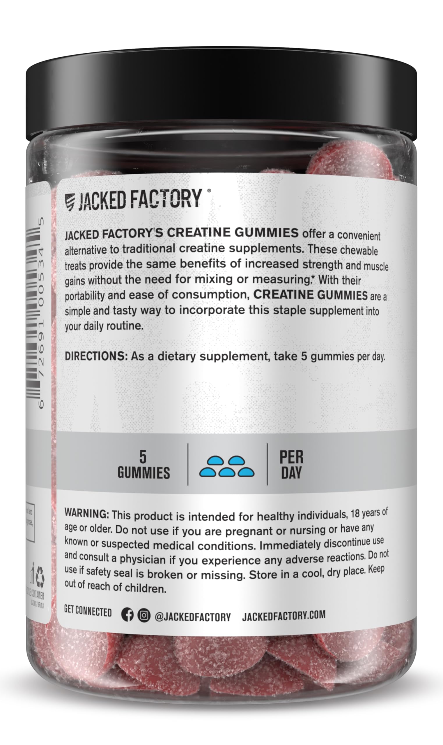 Jacked Factory lista de ingredientes en primer plano destacando ausencia de colorantes