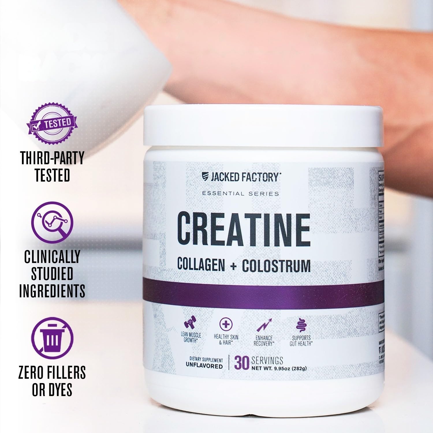 Polvo de Jacked Factory creatina textura fina, fácil de mezclar