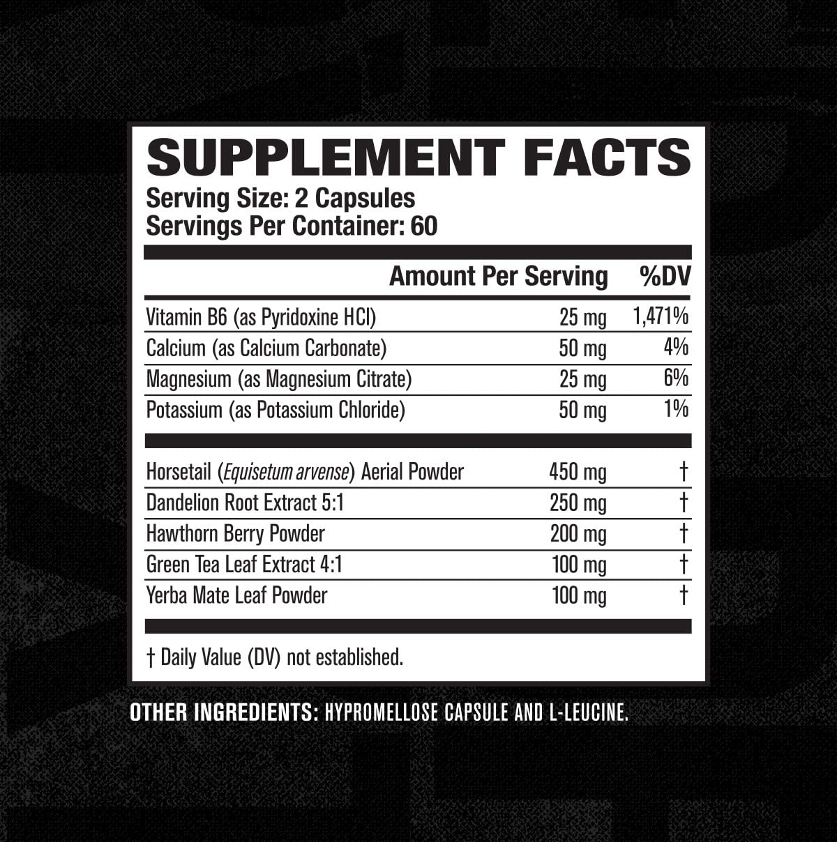 Jacked Factory Dry-XT etiqueta nutricional legible enfatizando ingredientes puros