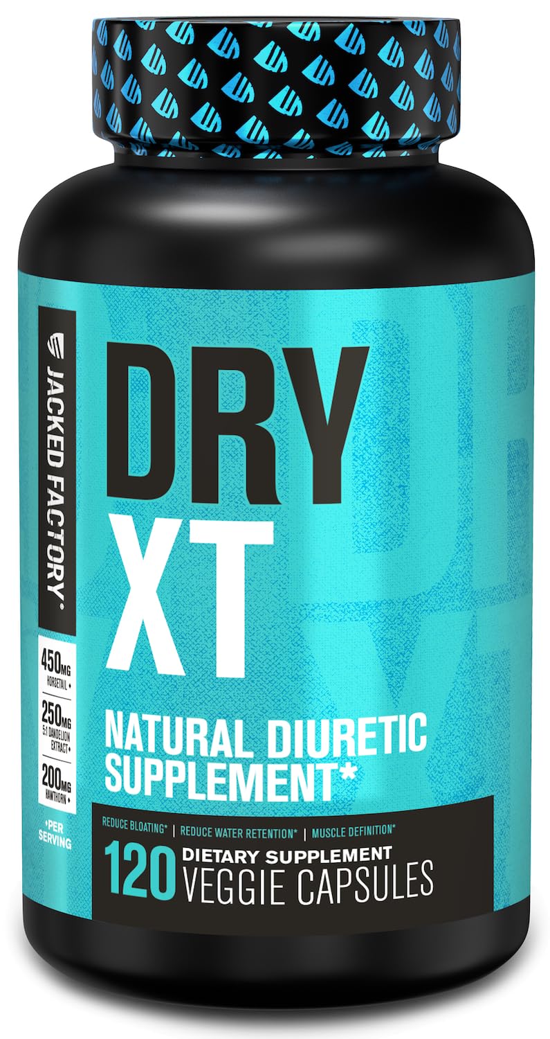 Jacked Factory Dry-XT frente del envase mostrando beneficio de eliminación de líquidos