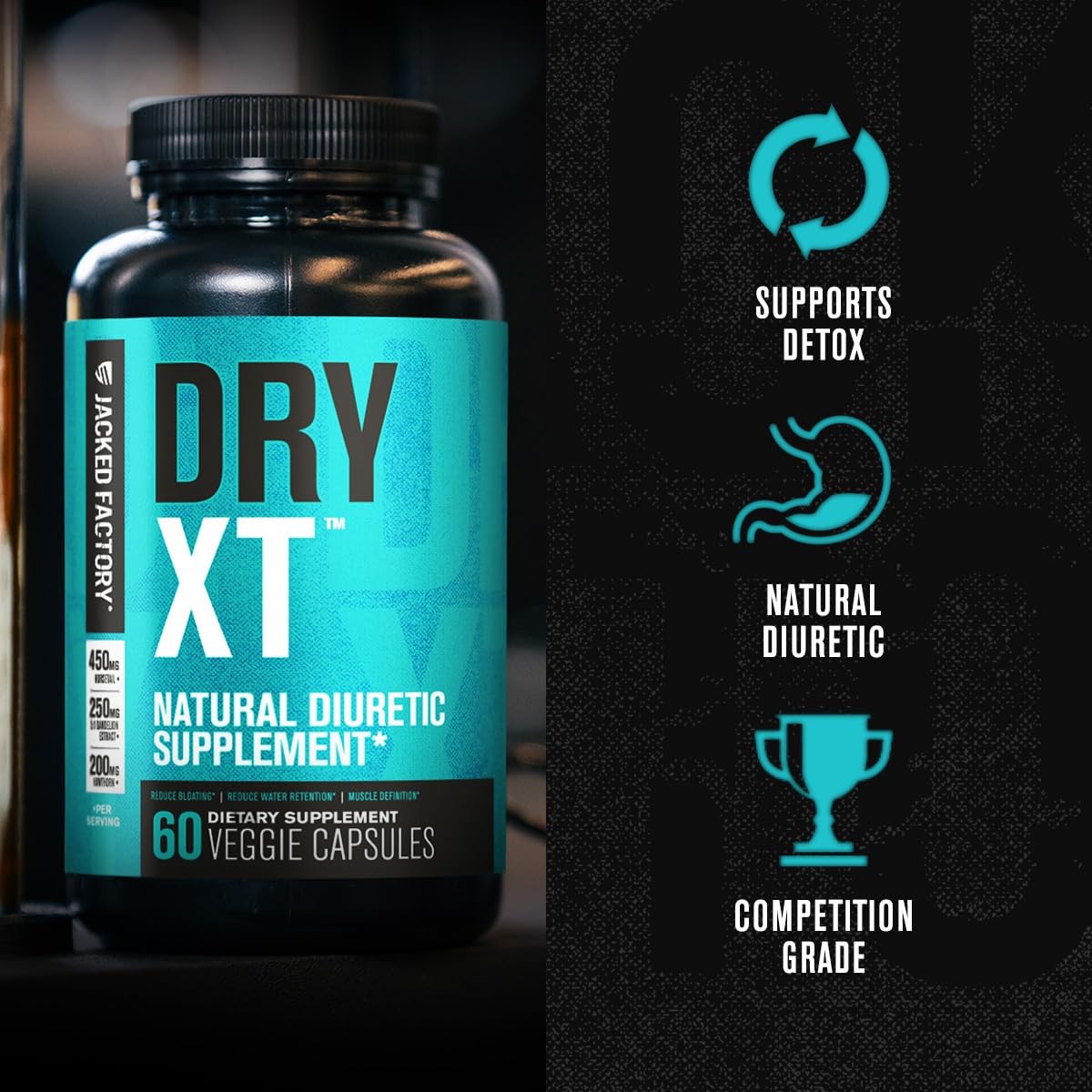 Jacked Factory Dry-XT una cápsula en mano para dosificación simple y controlada