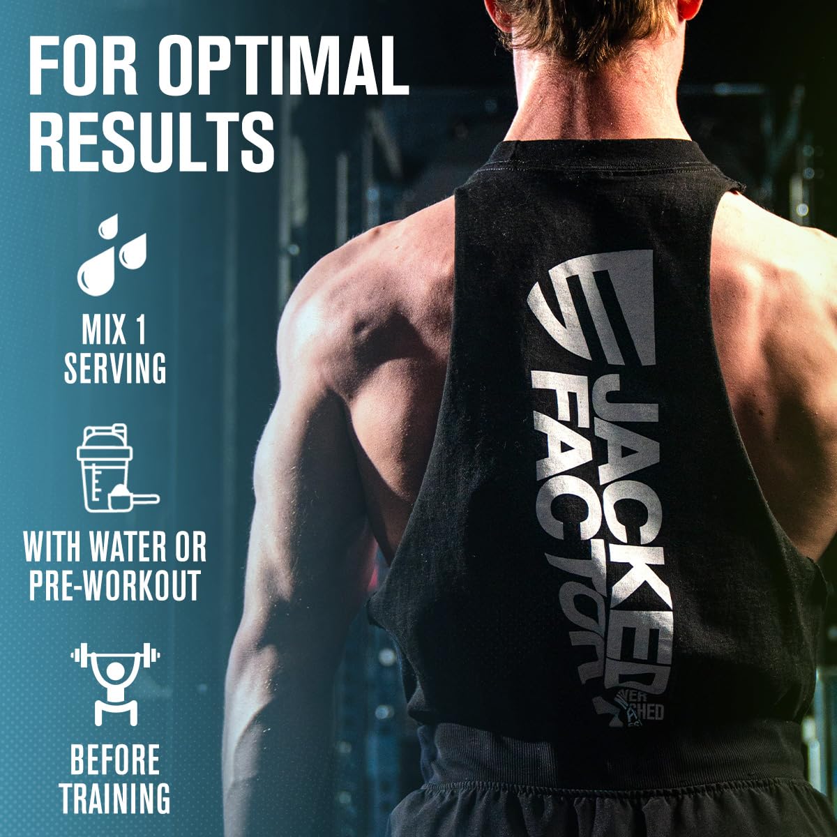 Jacked Factory atleta usando el producto para mejorar pumps