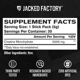 Jacked Factory detalle de etiqueta y sello de pruebas de terceros, confianza
