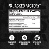 Jacked Factory etiqueta con ingredientes y potencia, transparencia y seguridad
