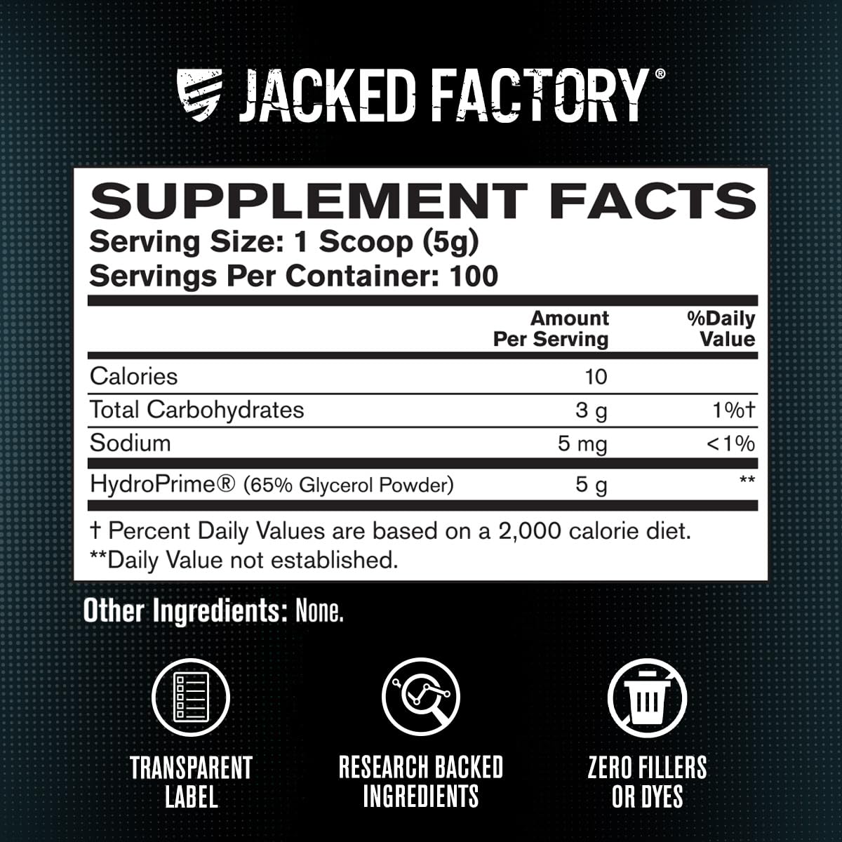 Jacked Factory etiqueta nutricional clara con ingredientes transparentes