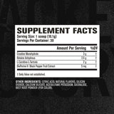 Etiqueta de Jacked Factory con lista de ingredientes y certificación cGMP visible