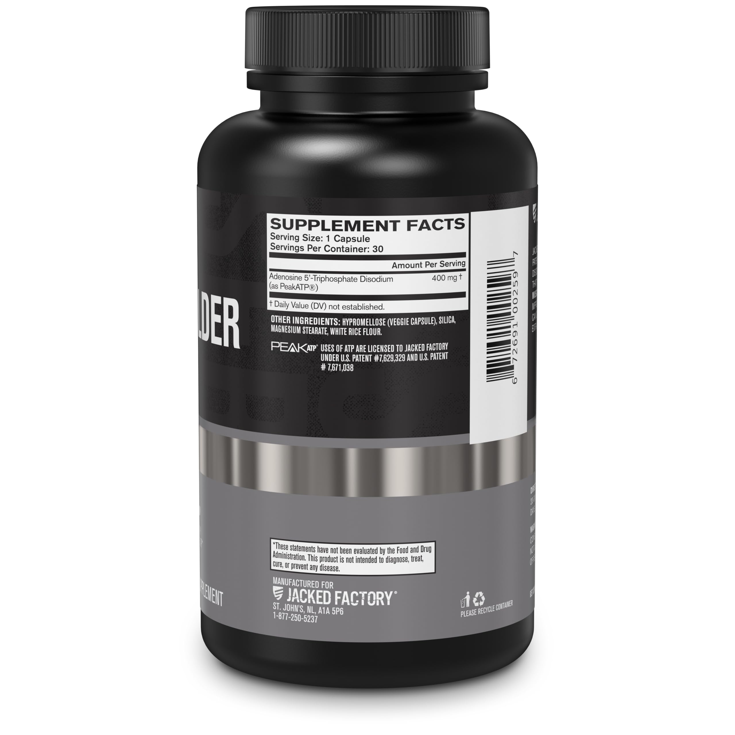 Jacked Factory etiqueta nutricional ilustrando dosis y transparencia