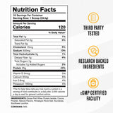 Jacked Factory etiqueta nutricional detallada que destaca 25 g de proteína por servicio y ingredientes limpios