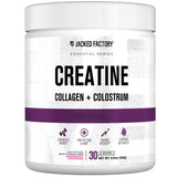 Jacked Factory envase frontal mostrando sabor raspberry lemonade y beneficios