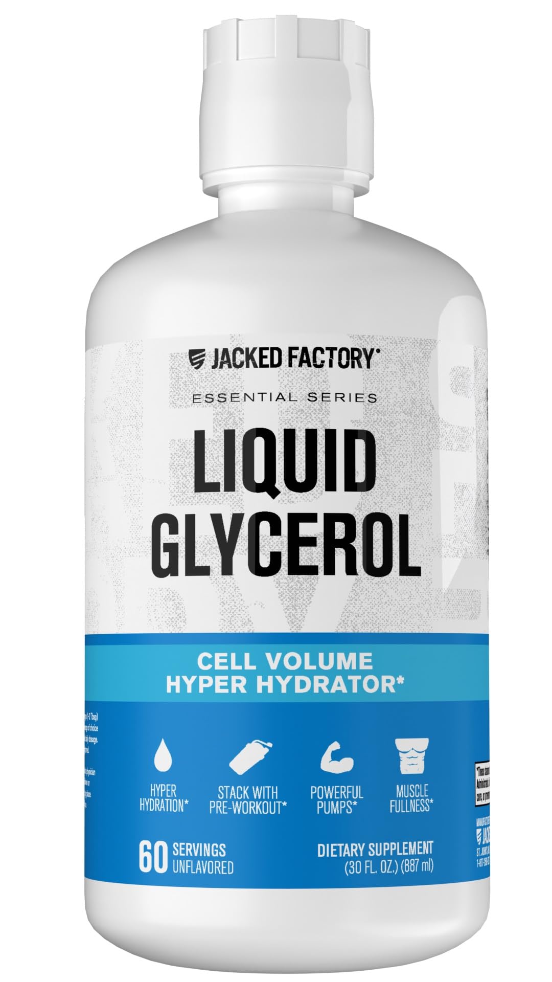 Jacked Factory botella frontal mostrando diseño y beneficio de hidratación