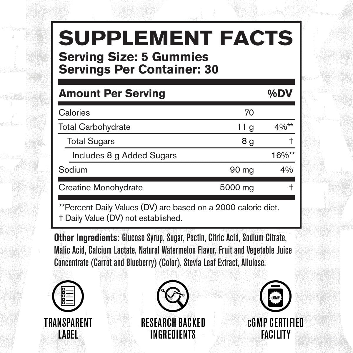 Jacked Factory etiqueta con lista de ingredientes y pruebas de terceros