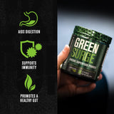 Jacked Factory cucharada de Green Surge lista para mezclar y aportar nutrientes