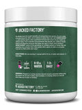 Jacked Factory etiqueta con ingredientes y certificaciones cGMP legibles
