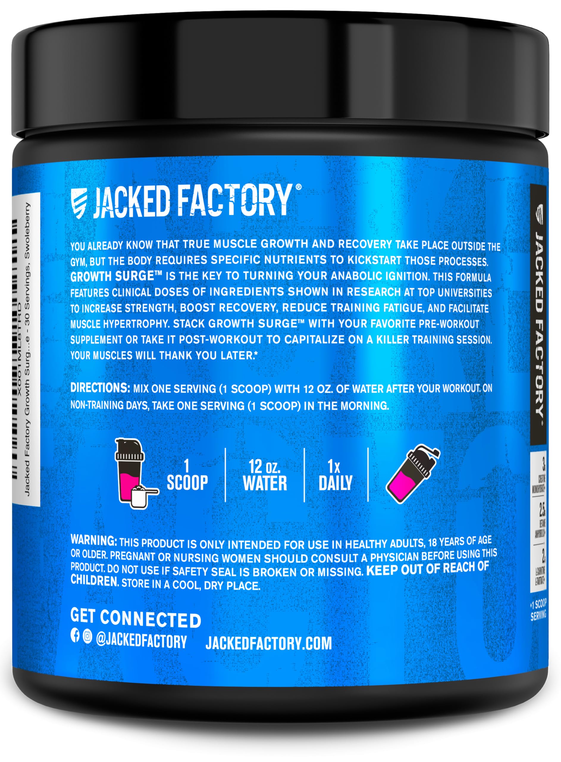 Jacked Factory presentación Swoleberry enfatizando sabor y limpieza