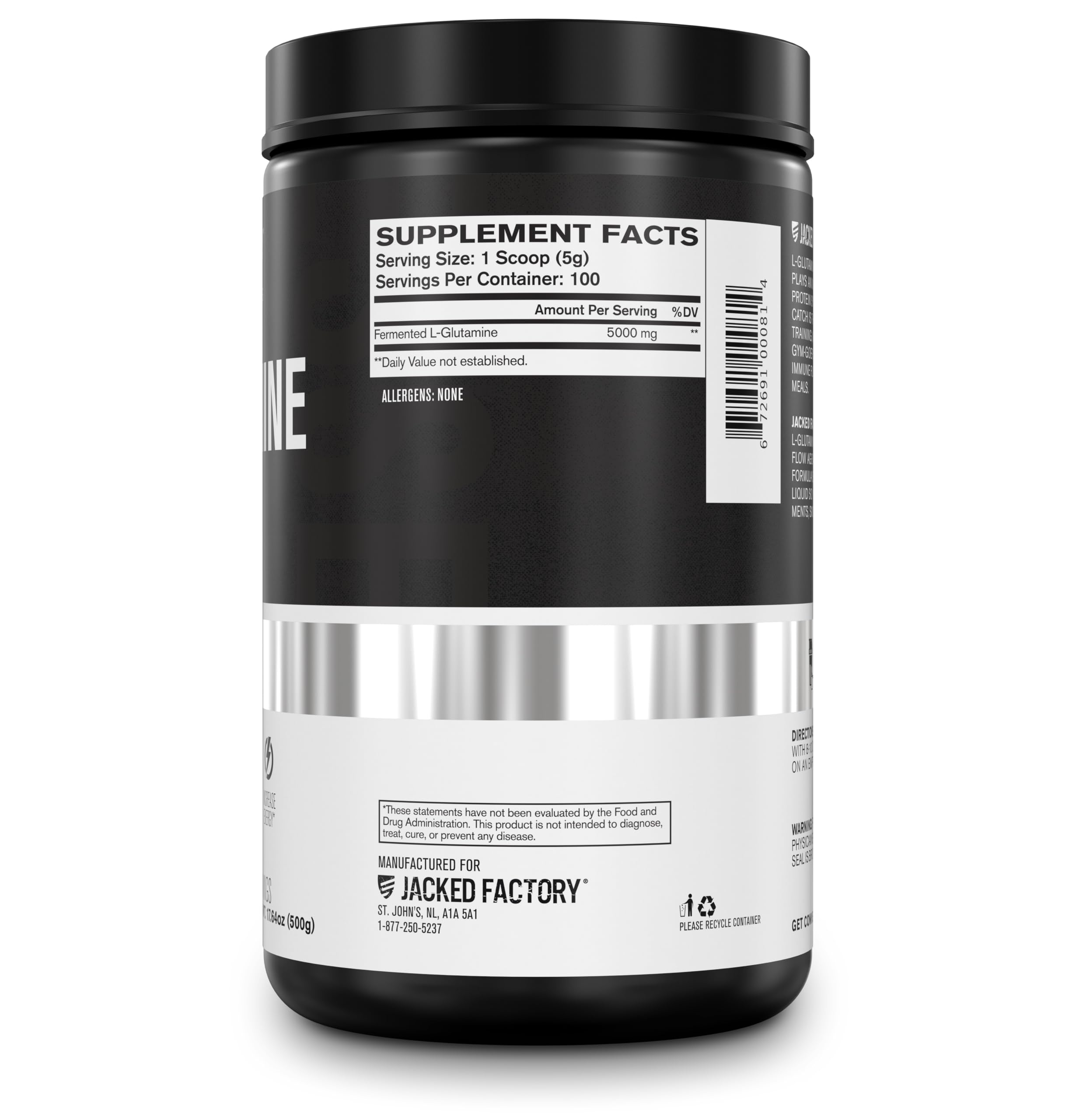 Jacked Factory envase apoyado en equipo de gimnasio mostrando uso práctico