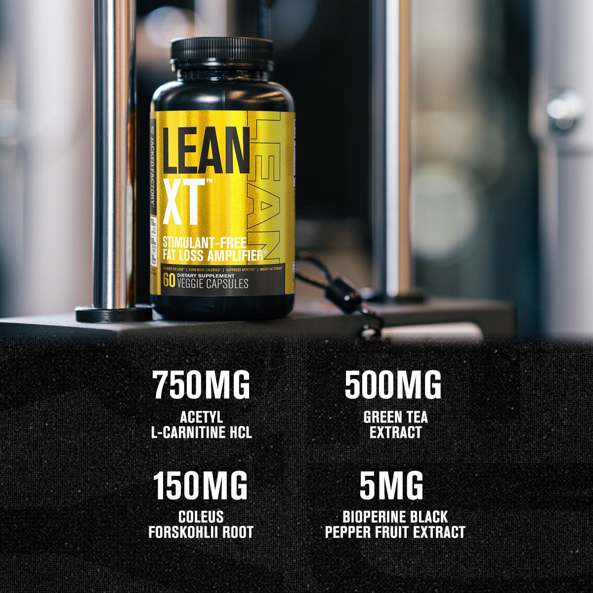 Jacked Factory etiqueta con ingredientes clave y beneficios visibles