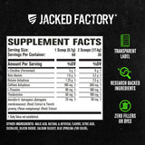 Jacked Factory etiqueta con datos y lista de ingredientes claros