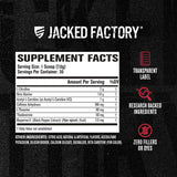 Jacked Factory etiqueta de ingredientes destaca fórmulas sin rellenos